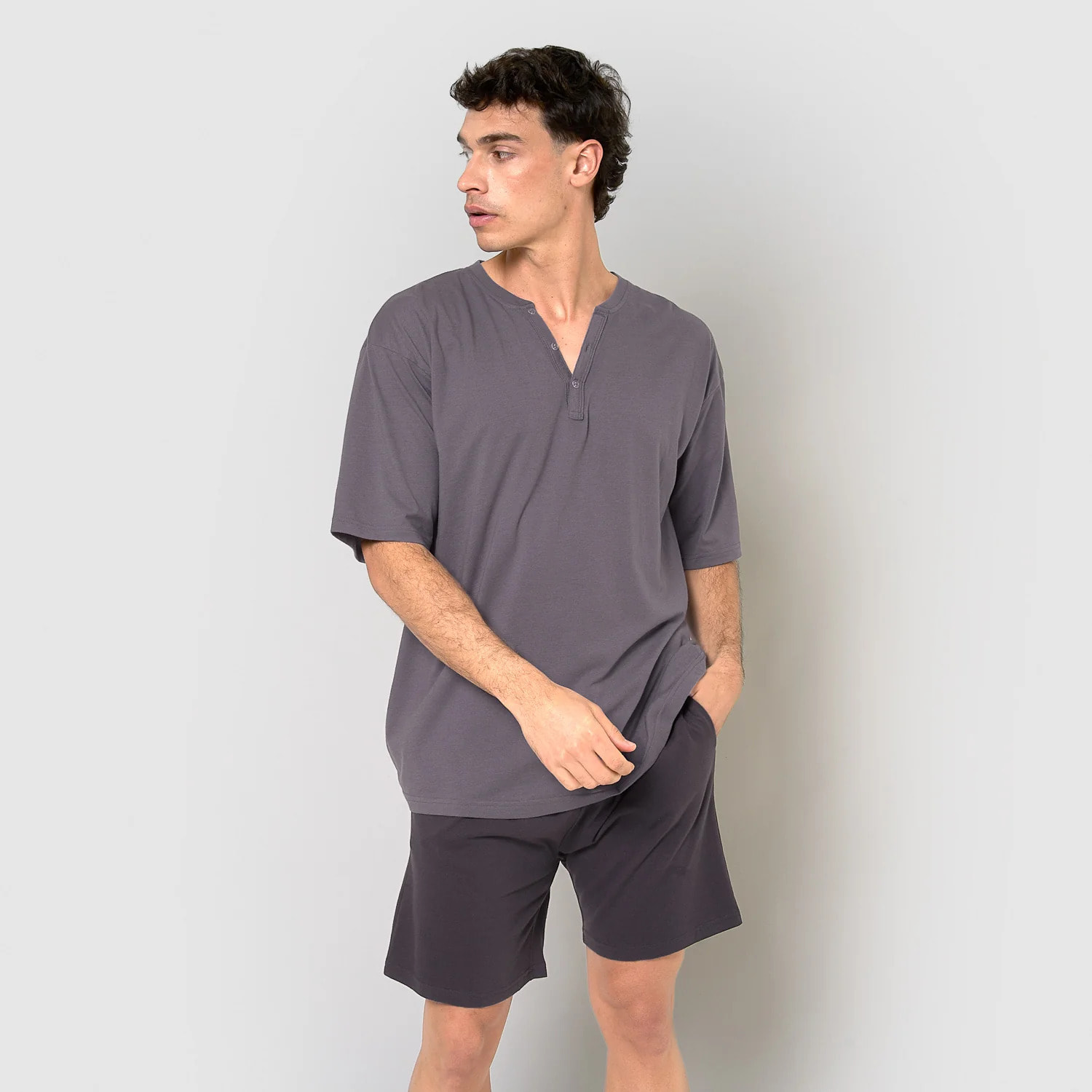 Pijama corto con botones índigo