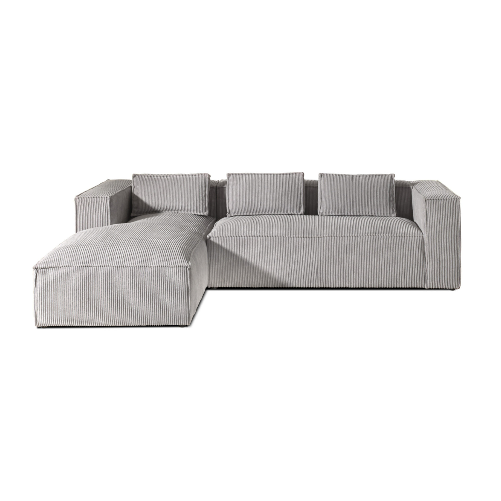Stella - canapé d'angle gauche en velours côtelé - 4 places - Gris clair