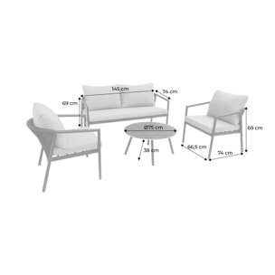 Salon de jardin aluminium et cordes 4 places KORAVA