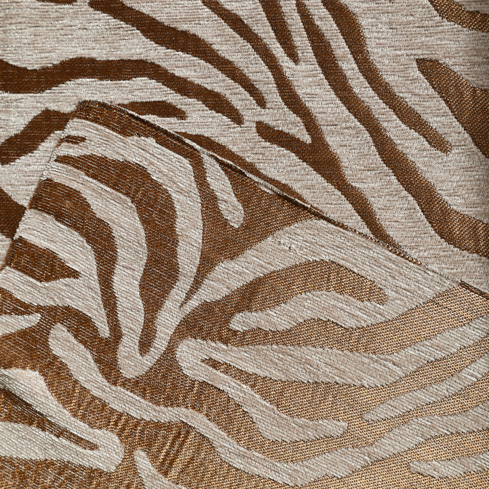 Tissu jacquard chenille motif zèbre - Jaune Ocre