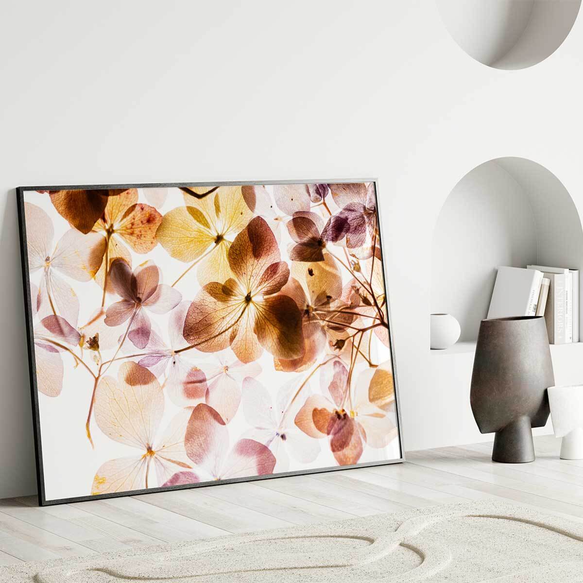 Affiche encadrée Fleurs translucides Affiche + cadre en métal - Noir