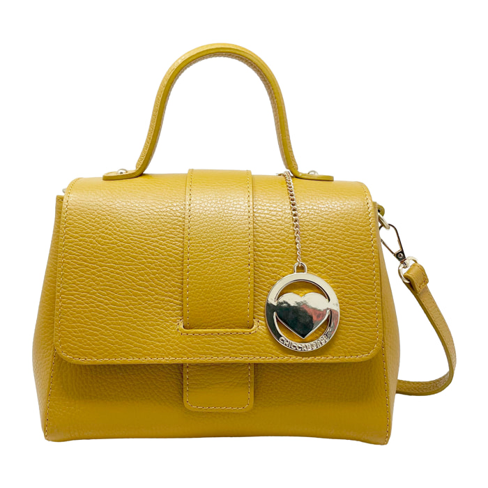 Chicca Borse - Borsa a Mano Donna in Vera Pelle - Colore Senape