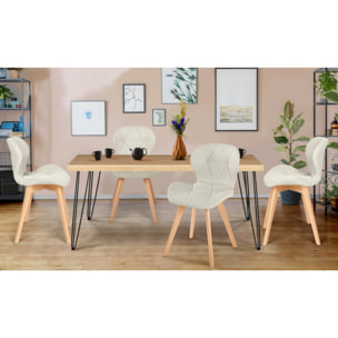 Chaises Gatsby en tissu et pieds bois - Beige