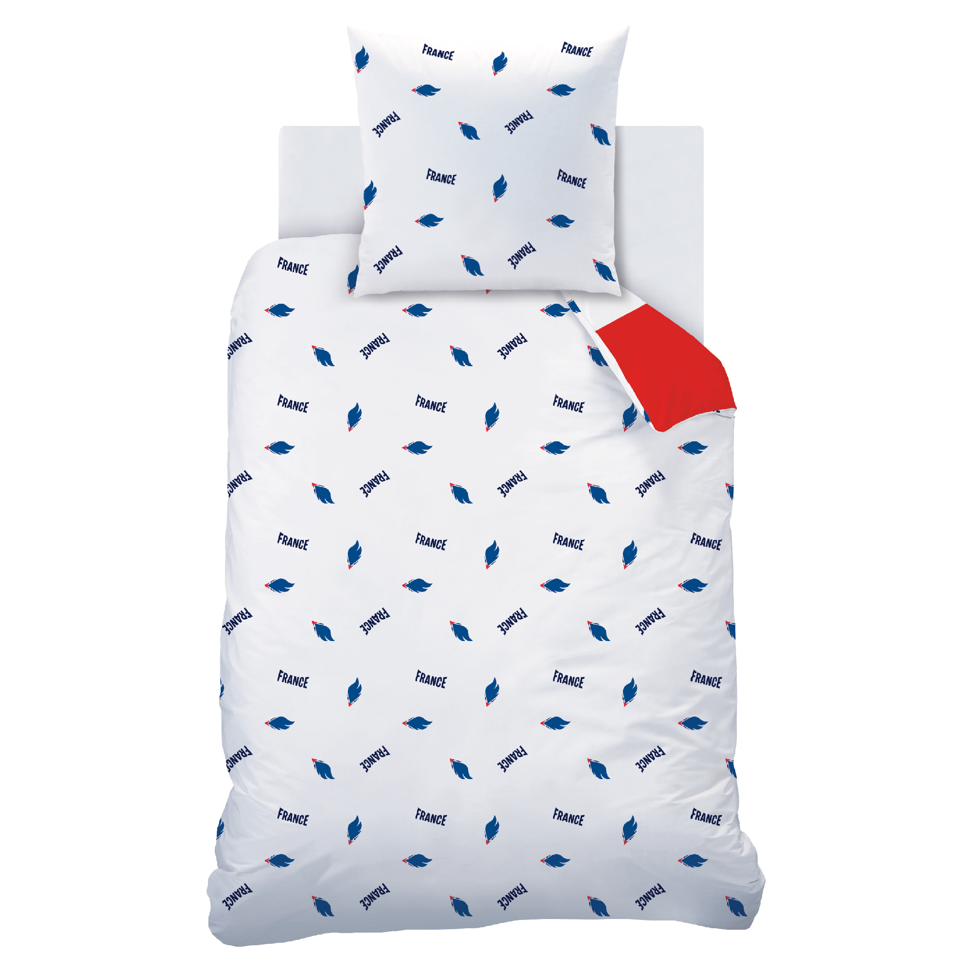 Parure de lit imprimée 100% coton, PARIS 2024 EQUIPE DE FRANCE OLYMPIQUE DRAPEAU