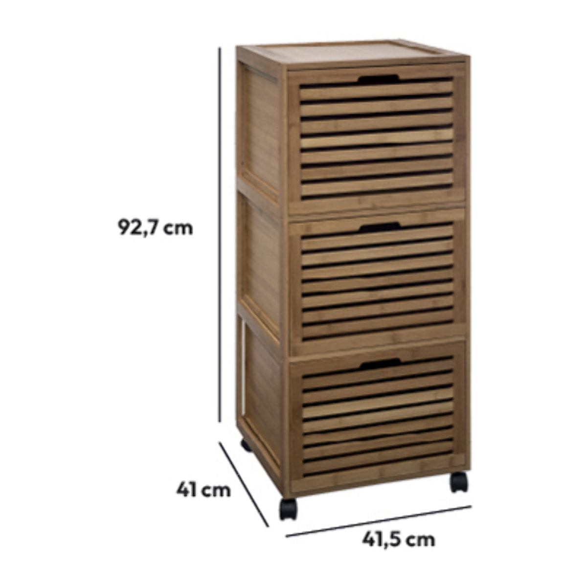 Meuble colonne 3 tiroirs Bambou Sicela