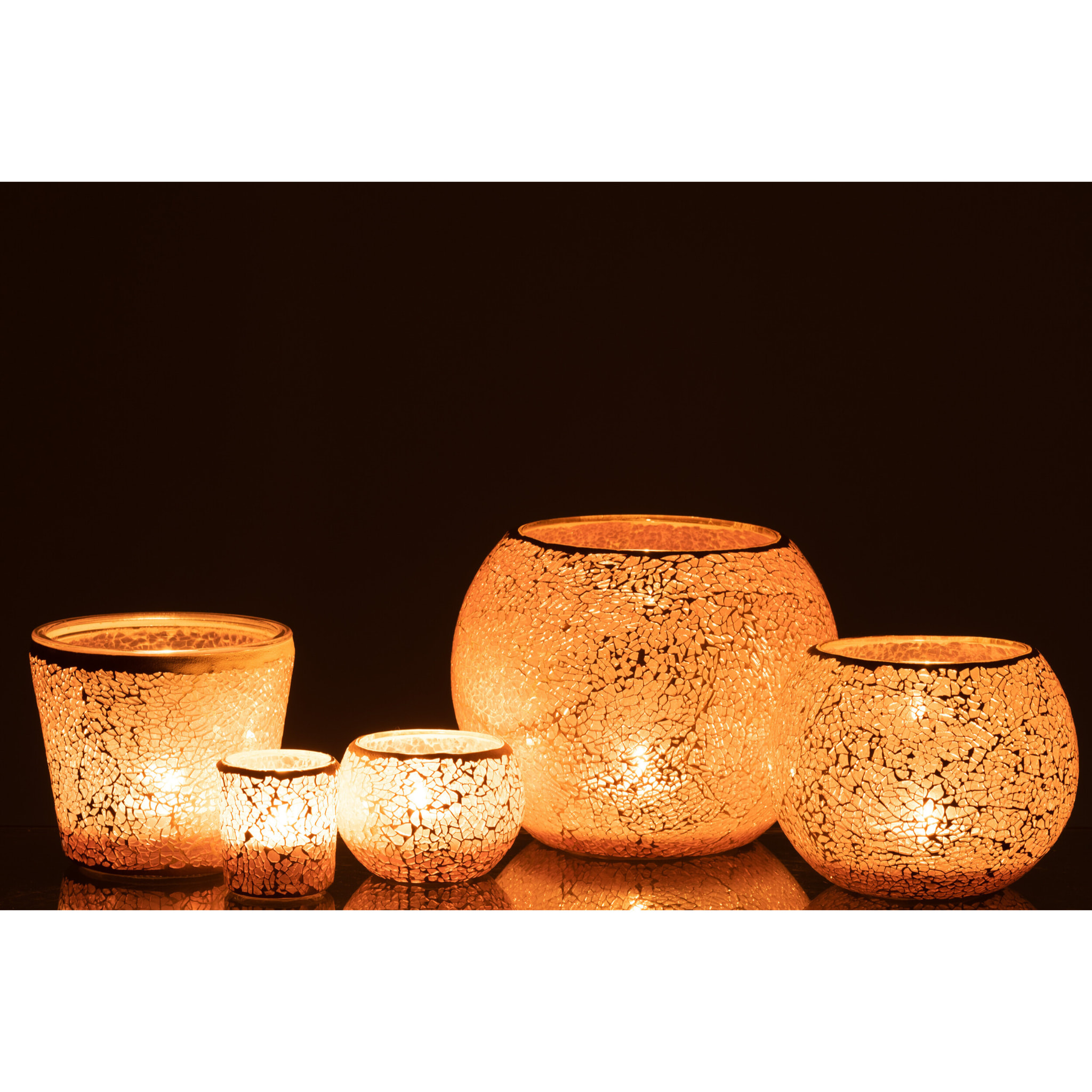 J-Line bougeoir Mosaïque Conique - verre - rose