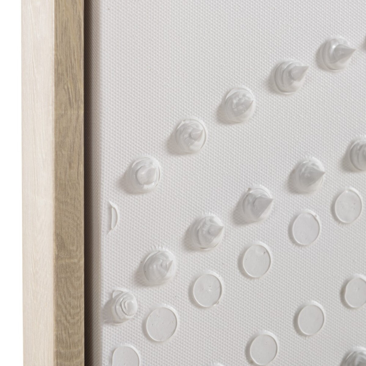 HOMER - Décoration murale 103x143cm blanche à points, cadre naturel