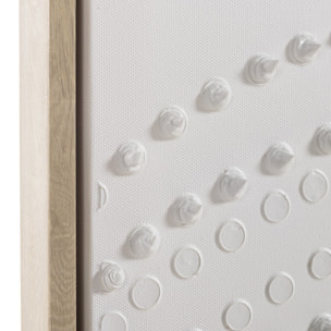 HOMER - Décoration murale 103x143cm blanche à points, cadre naturel