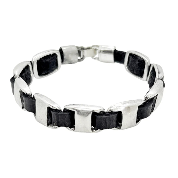 Pulsera Alfi en cuero negro