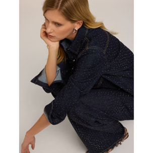 Motivi - Camicia in denim con micro borchie - Blu