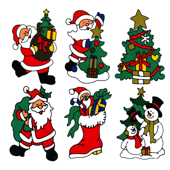 DAM  Confezione da 6 adesivi per finestre in gel, 40x25 cm. Disegni assortiti. 40x0,5x25 cm. Colore: multicolore