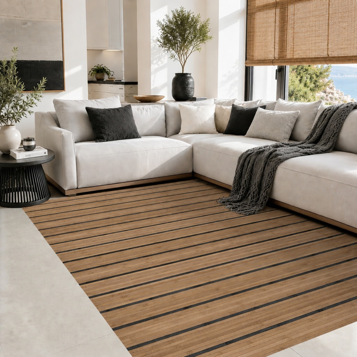 Alfombra BAMBOO COOL Natural Líneas negras