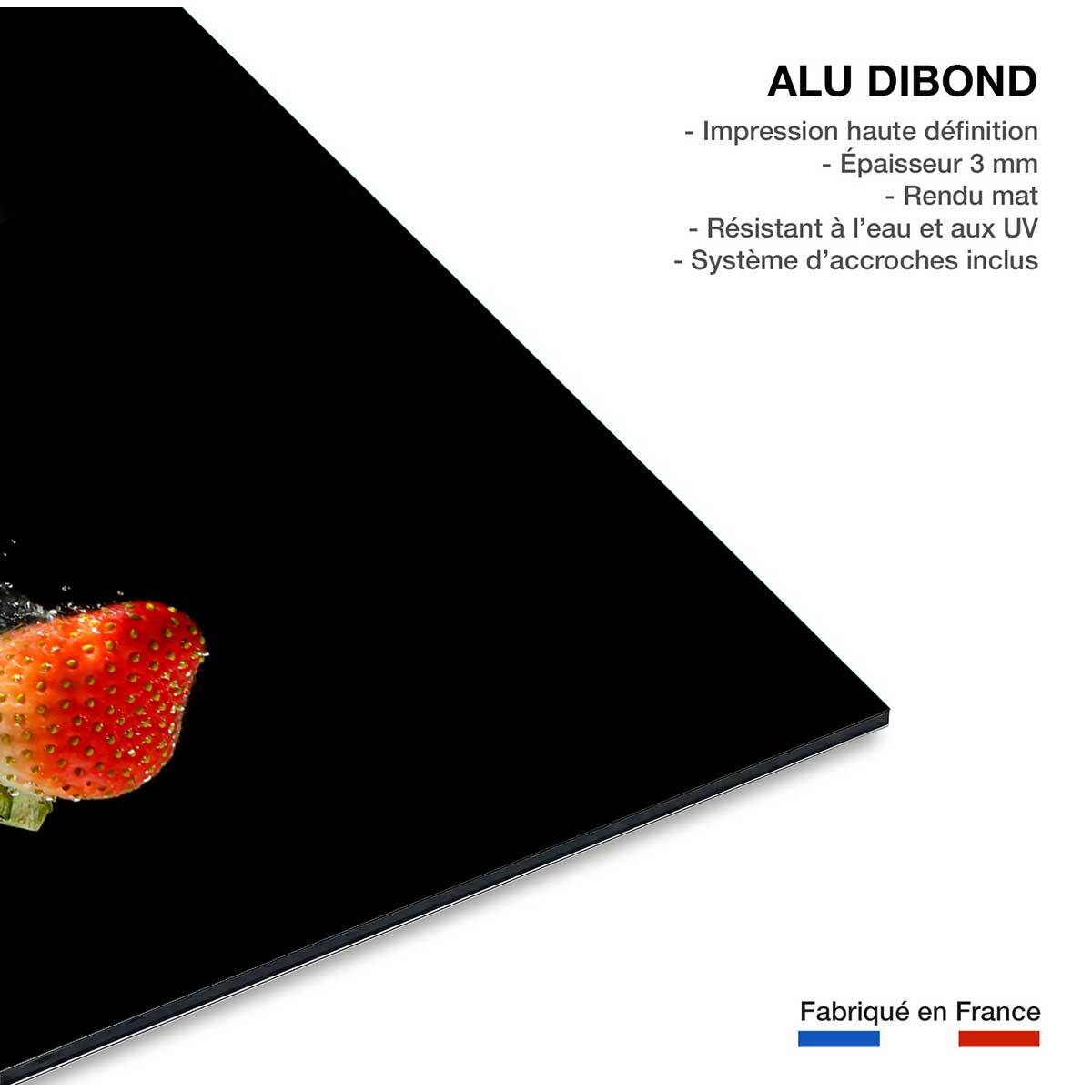 Tableau décoratif cuisine fraise et éclat d'eau Tableau alu Dibond