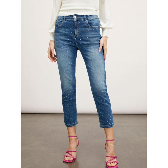 Motivi - Jeans skinny full strass - Blu