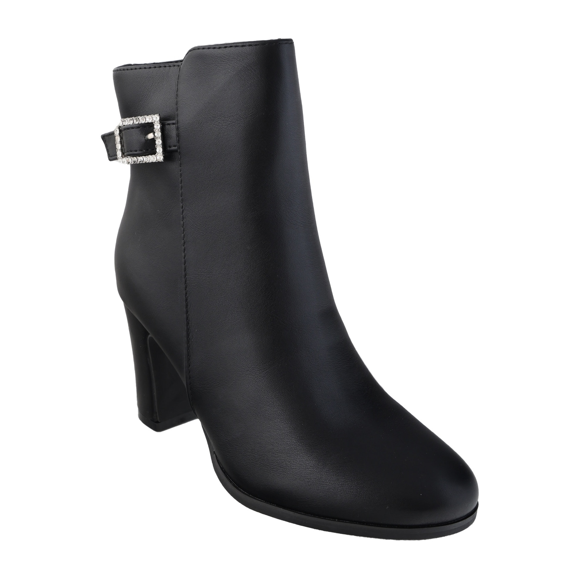 Tronchetti in simil pelle con fibbietta gioiello