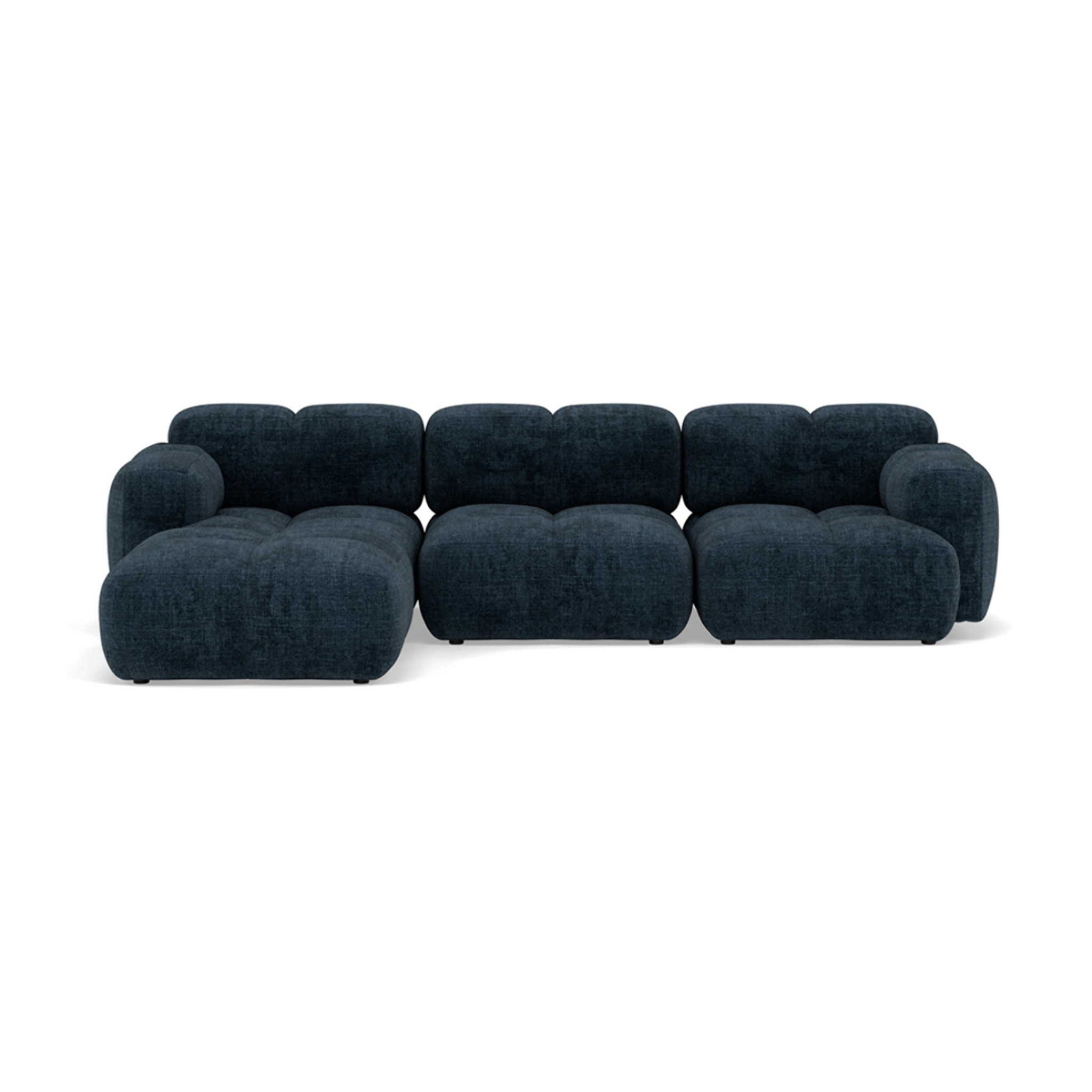 Grace - canapé modulable d'angle réversible 4 places en velours texturé - Bleu