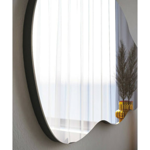 Specchio Dnobil, Specchiera, Articolo d'arredo a muro, Decorazione con specchio, 40x2h72 cm, Nero