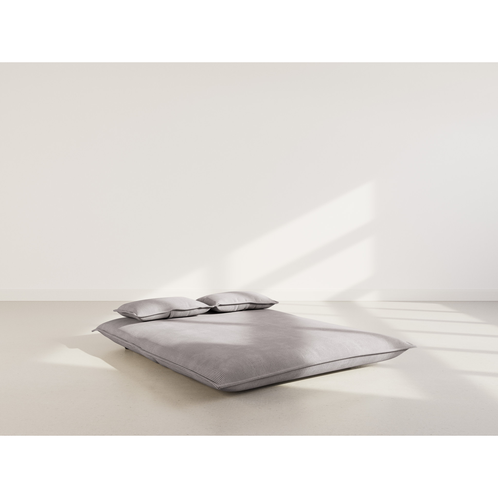 Candice - Banquette 2 places convertible clic-clac en velours côtelé - Gris clair