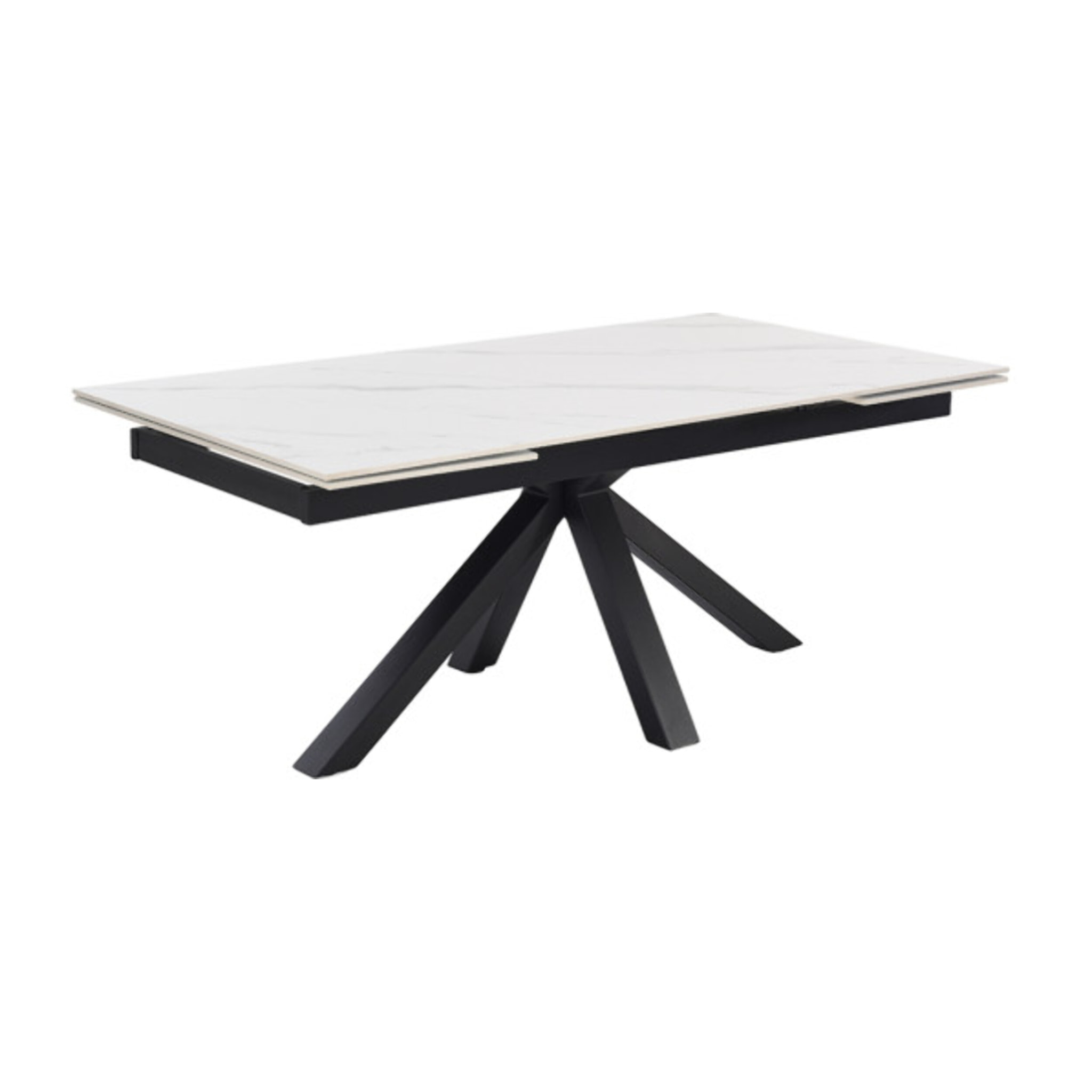 Table extensible céramique blanc marbré 180/260cm - 8 piètements - UNIK