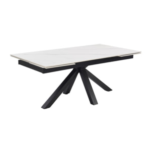 Table extensible céramique blanc marbré 180/260cm - 8 piètements - UNIK