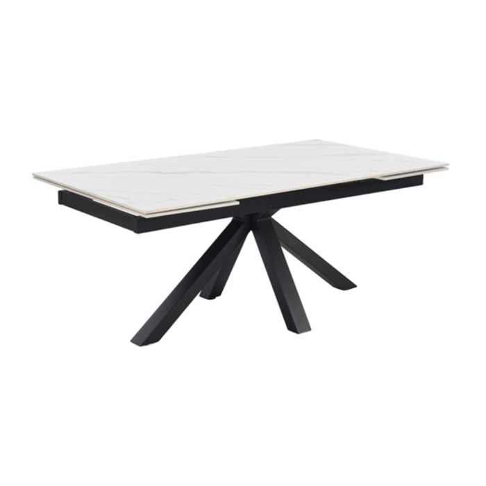 Table extensible céramique blanc marbré 180/260cm - 8 piètements - UNIK