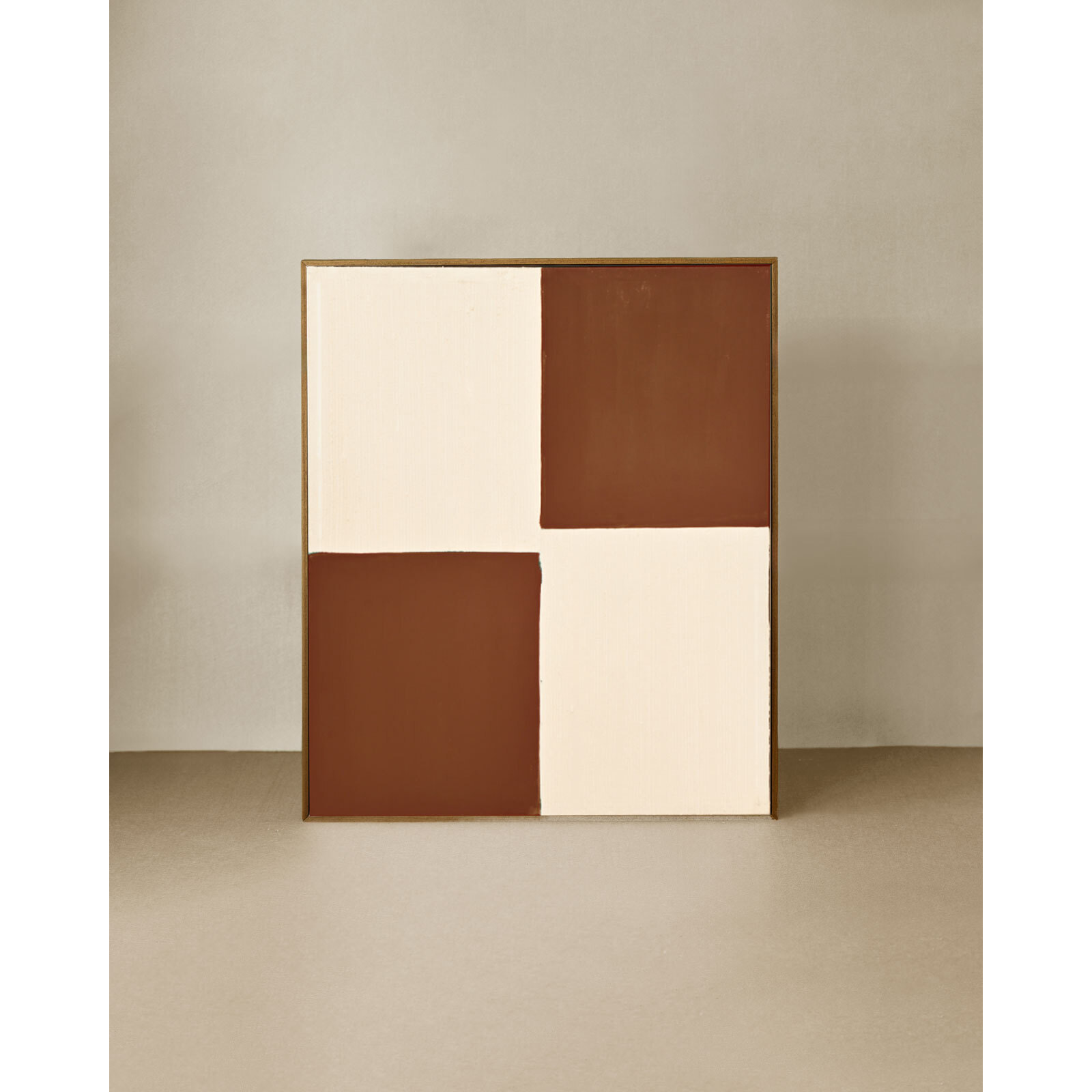 Tableau tuiles et blanc décoratif sur coton avec cadre en bois peint à la main à la peinture à l'huile en différentes tailles