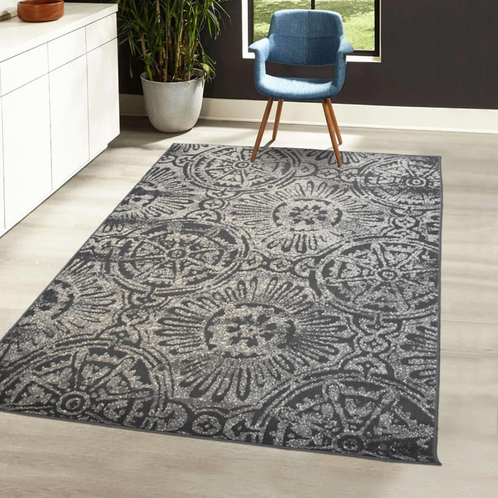 Tapis pour chambre ou salon motif Retro-vintage gris