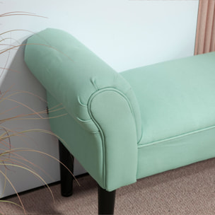 Banc banquette design contemporain accoudoirs courbés grand confort 102L x 31l x 51H cm vert d'eau