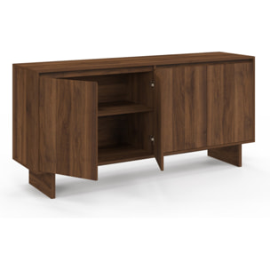 Buffet Yumi 4 portes effet noyer L160cm