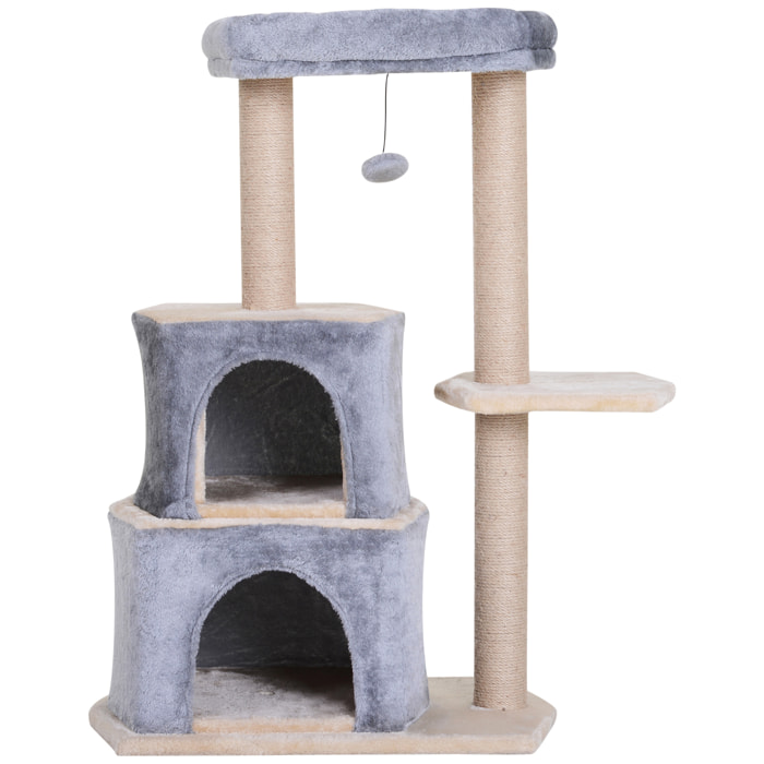 Árbol Rascador para Gatos de Sisal Natural 60x40x92cm Gris