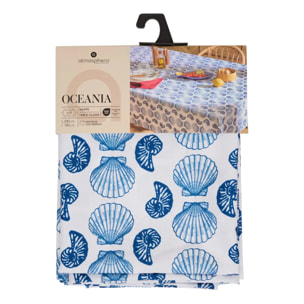 Nappe Oceania 240x140cm bleu navy imprimé coquillages