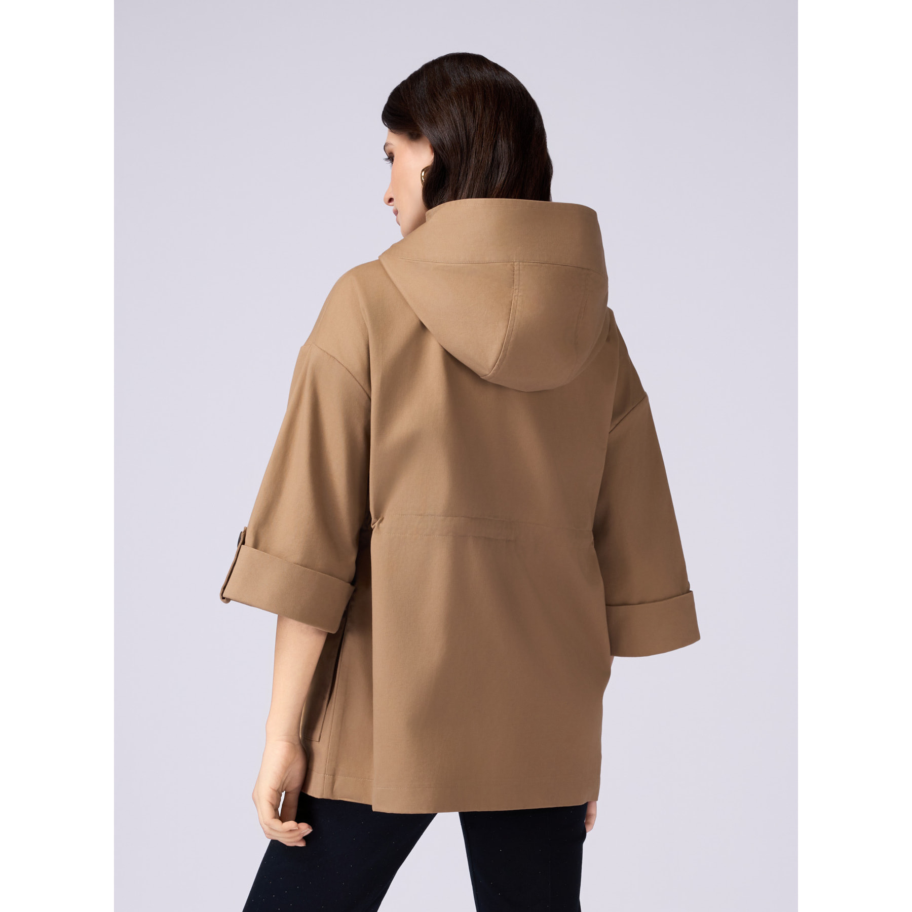 Oltre - Oversized cotton parka with hood - Beige