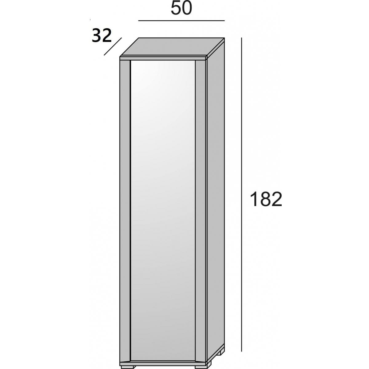 Scarpiera Datura, Mobile multiuso da ingresso con anta a specchio , Armadio moderno portascarpe a 7 ripiani, 100% Made in Italy, Cm 50x32hx182, Bianco e Cemento