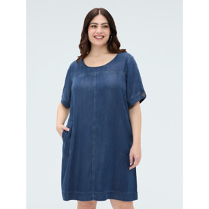 Fiorella Rubino - Vestido corto en denim Tencel™ - Azul