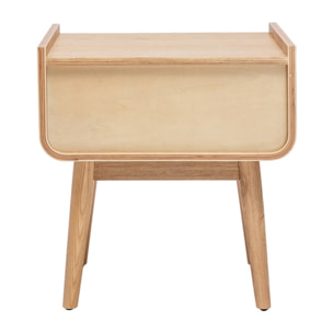 Table de chevet avec tiroir en bois clair frêne et cannage rotin ATHÈNE