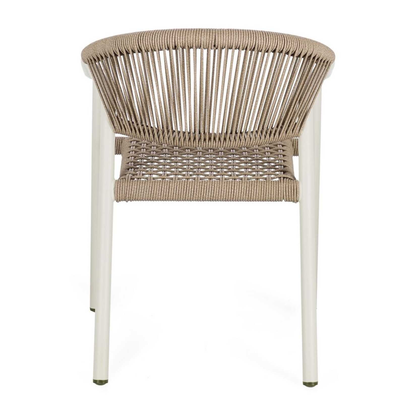 Set di 4 sedie con braccioli FORMENTERA in alluminio beige e fibra sintetica sabbia, impilabili