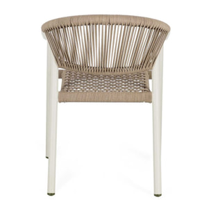 Set di 4 sedie con braccioli FORMENTERA in alluminio beige e fibra sintetica sabbia, impilabili