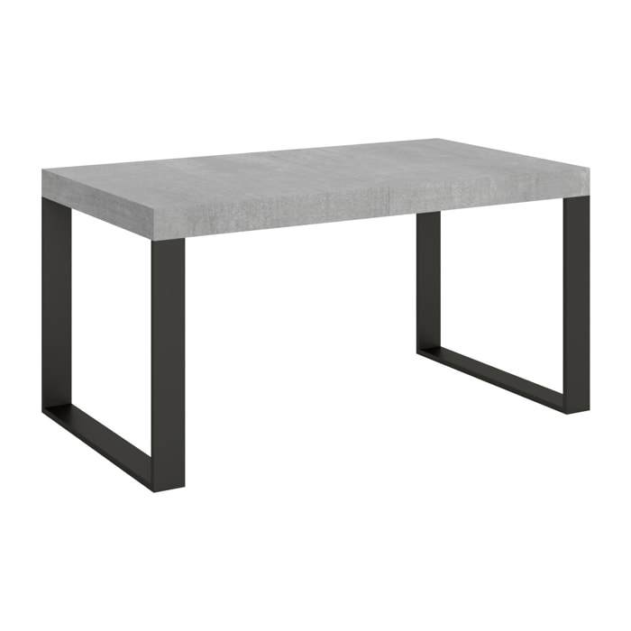 Table extensible 90x160/264 cm Tecno Premium Gris Béton cadre Anthracite