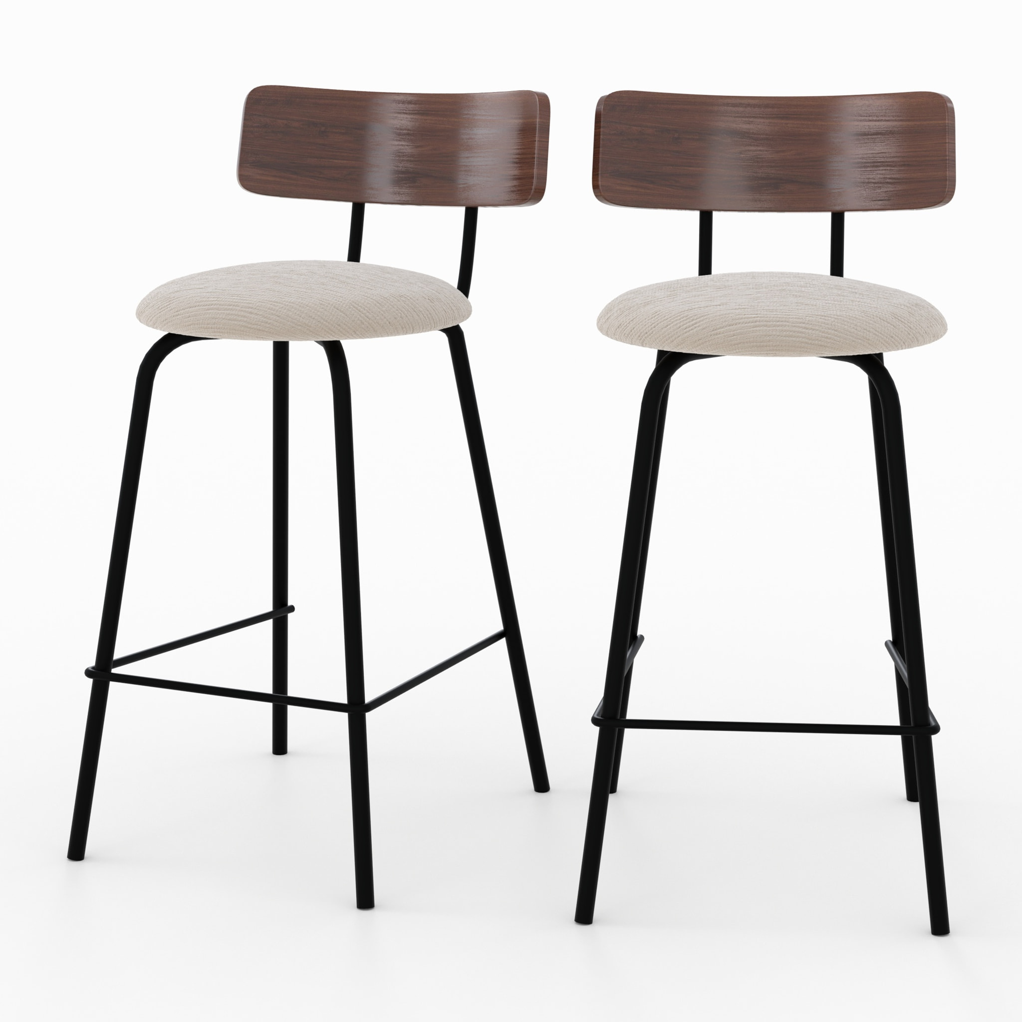 Lot de 2 chaises pour îlot central 64 cm en tissu beige - Alize