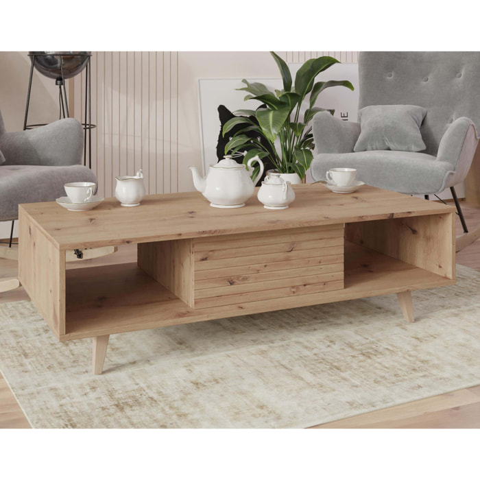Diego - table basse - effet bois - 2 niches - 120 cm - Bois