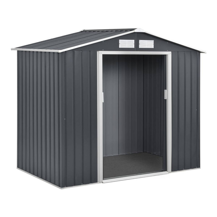 Abri de jardin métal - "Vegas" 12.98 m² avec gouttière - Gris