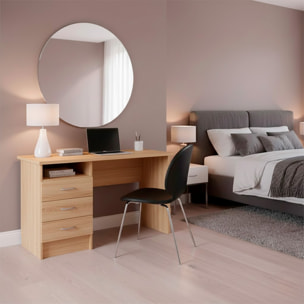 Scrivania Moderna Con 3 Cassetti E Vano a Giorno Desk Salvaspazio Per Home Office Studio E Cameretta Piano di Lavoro Ampio 120.1X48.1X72.6 Cm Rovere