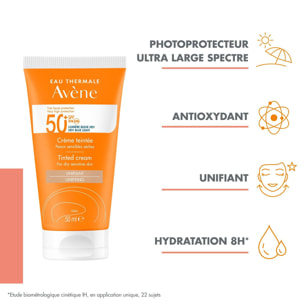 Crème Teintée SPF 50+ - Protection Solaire Teintée Unifiant Peaux Sensibles Sèches 50 ml