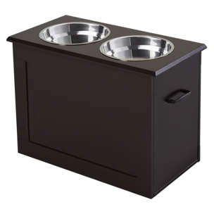 PawHut Portaciotole Rialzato per Cani con 2 Ciotole di Φ24cm in Acciaio Inox