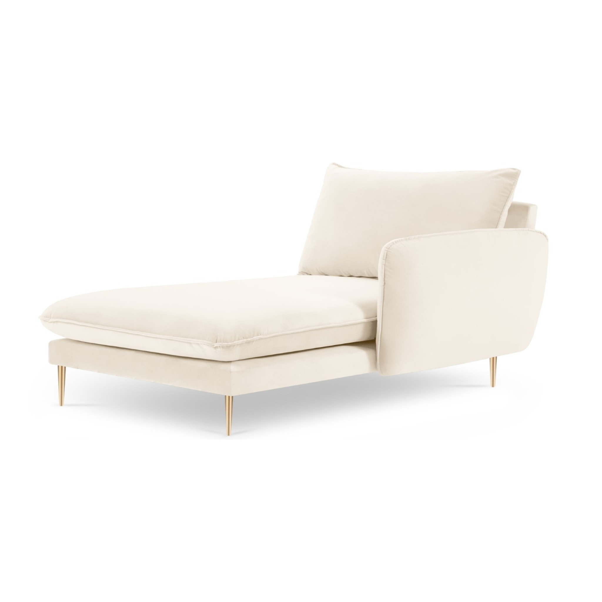 Méridienne droite "Vienna" en velours beige clair