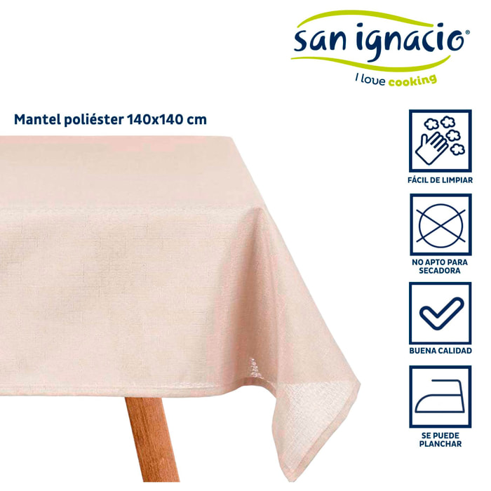 Mantel poliester 140x140cm crudo colección kinvara