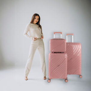 Juego De Maletas Rígidas Pp Itaca Danubio Rosa