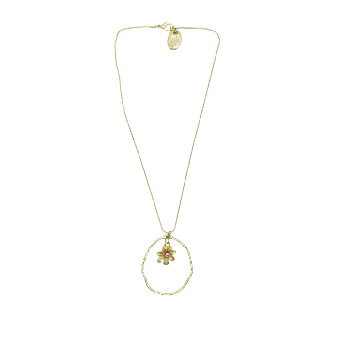 Collar Sw en columpio de Flor Rosa y dorado