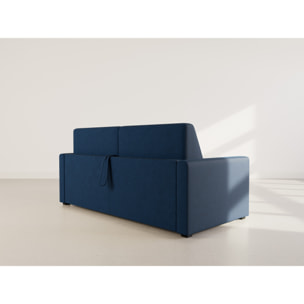 Julia - canapé 3 places convertible express couchage quotidien 140 cm matelas 18 cm en tissu - Bleu marine