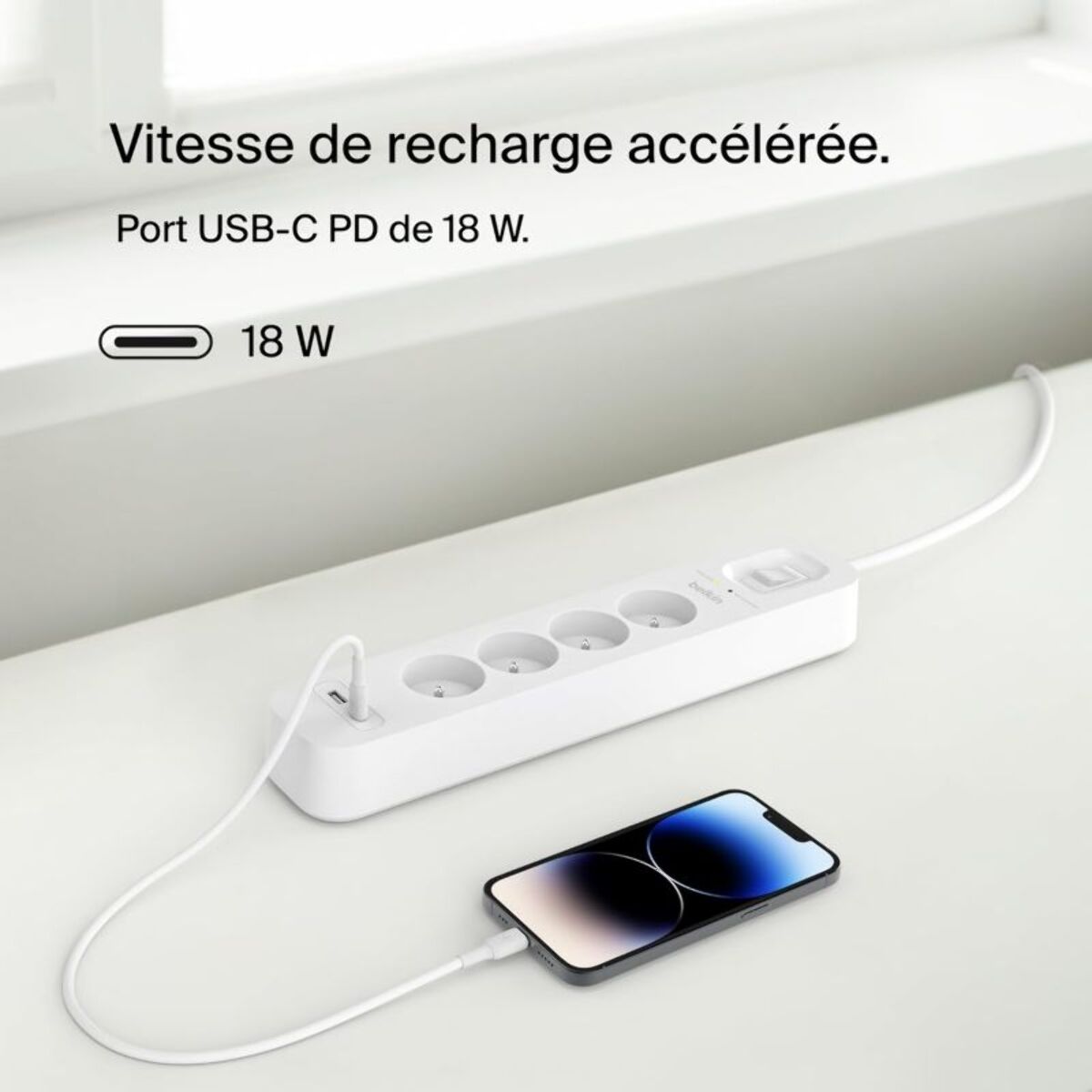 Multiprise BELKIN 4 prises + USB-C et USB-A